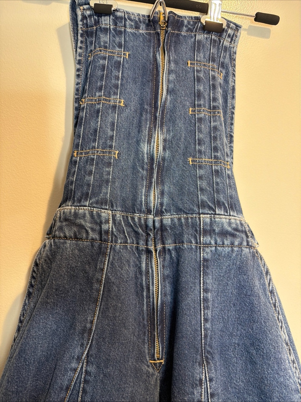 We The Free People Vista Apron Wide Leg Godet Halter Seamed Jumpsuit 28 - Picture 6 of 10